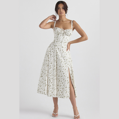 Vivienne – Floral Bustier Midi Dress