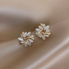 ROSY™ - Luxury White Opal Earrings in Gold