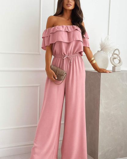 Riviera Chic Off-Shoulder Jumpsuit