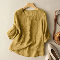 Solene – Embroidered Cotton-Linen Blouse