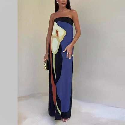 Calla – Strapless Art Print Maxi Dress