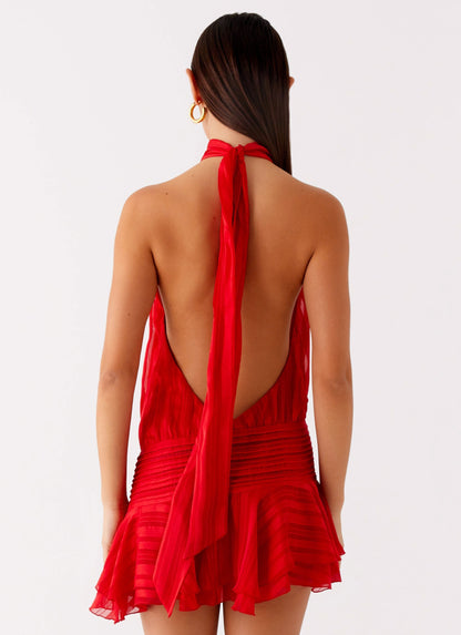 Malia – Halter Neck Ruffle Mini Dress
