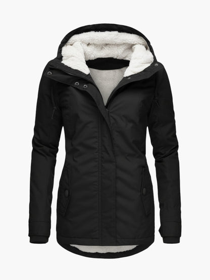 ELARA | LONG JACKET WITH HOOD AND LINING