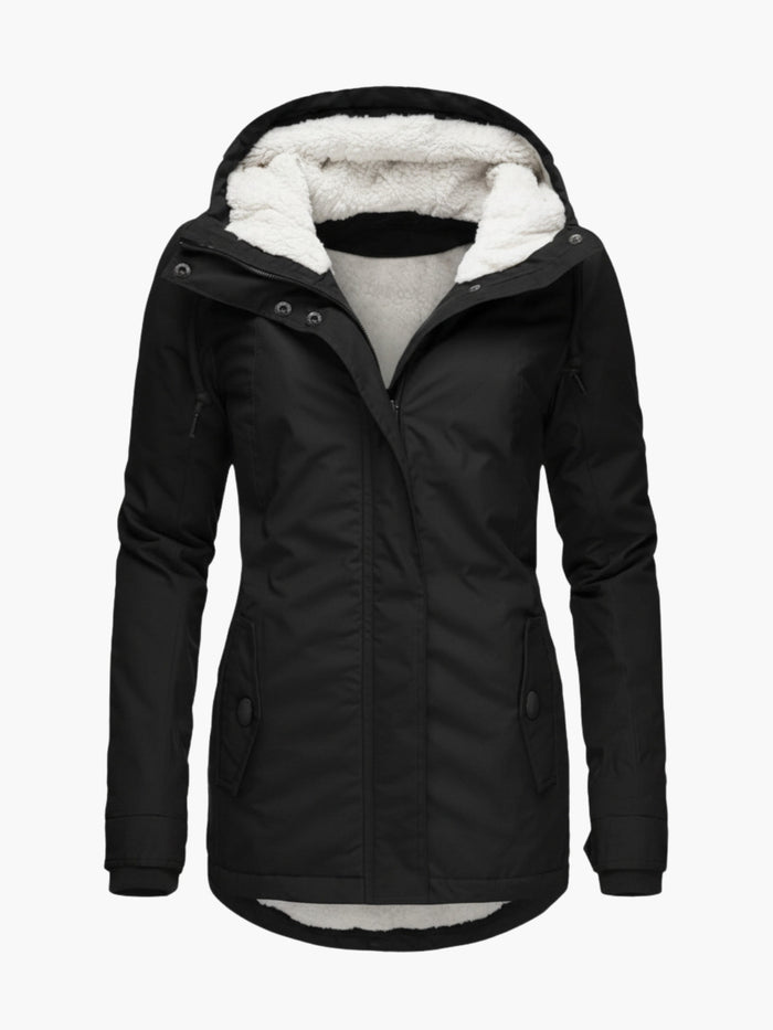 ELARA | LONG JACKET WITH HOOD AND LINING