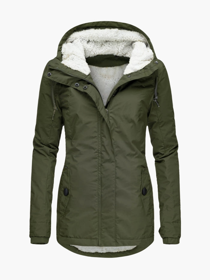 ELARA | LONG JACKET WITH HOOD AND LINING