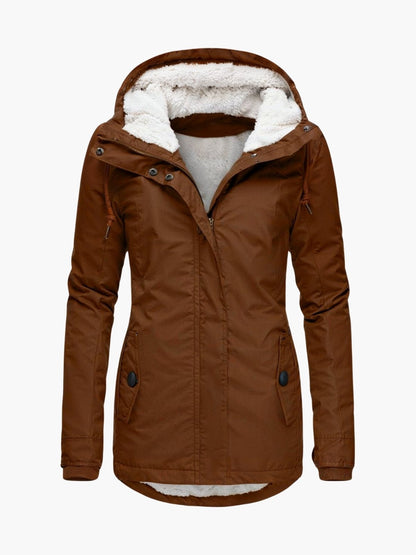 ELARA | LONG JACKET WITH HOOD AND LINING