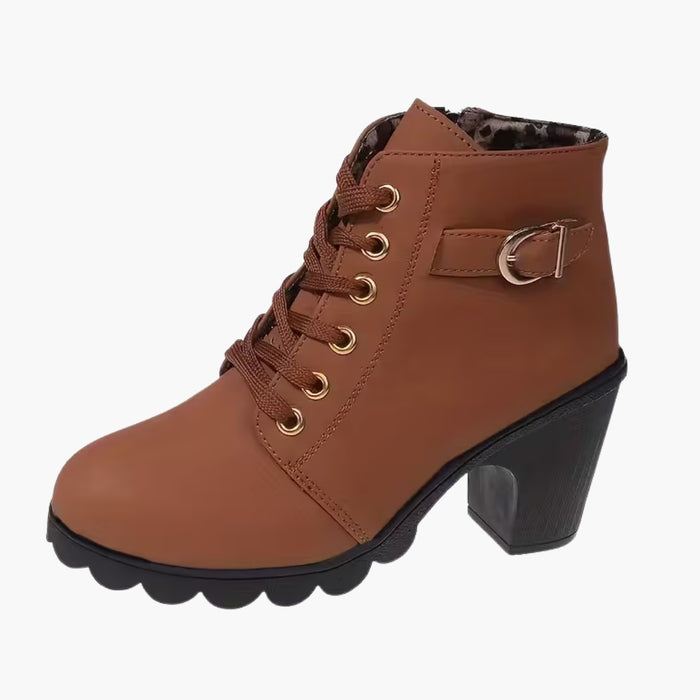 NADIA | Lace-Up Block Heel Ankle Boots