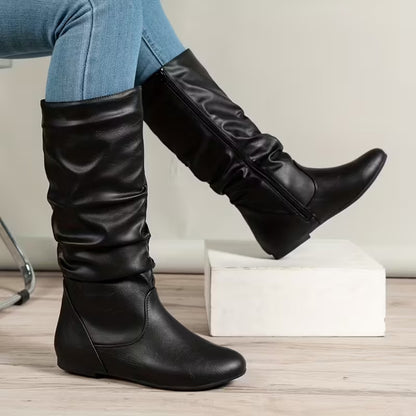 SIENNA | Slouchy Flat Mid-Calf Boots