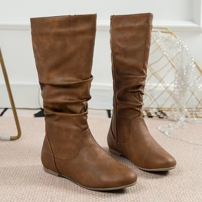 SIENNA | Slouchy Flat Mid-Calf Boots