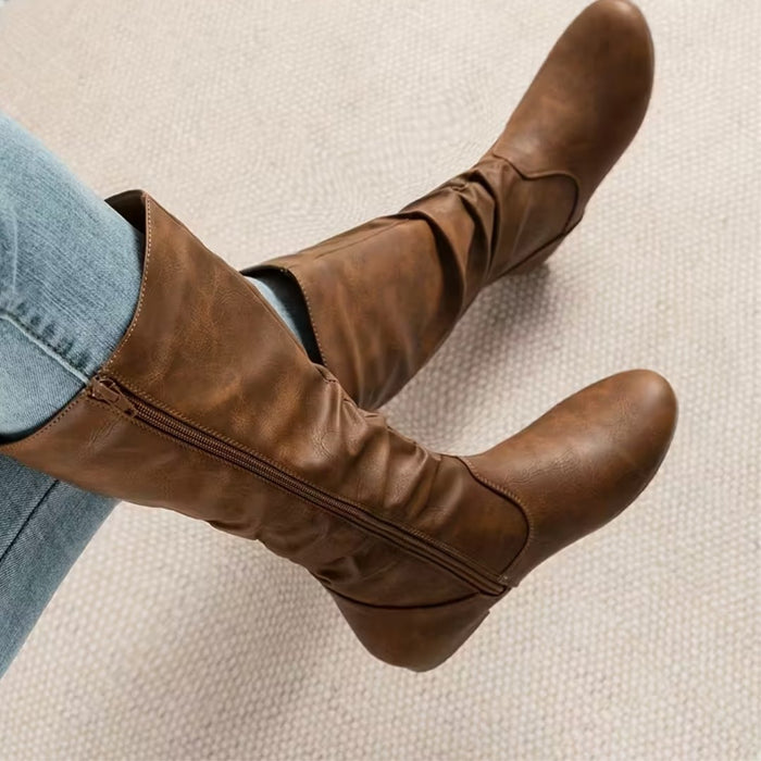 SIENNA | Slouchy Flat Mid-Calf Boots