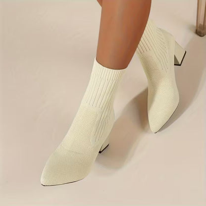 SELENE | Knitted Block Heel Sock Boots