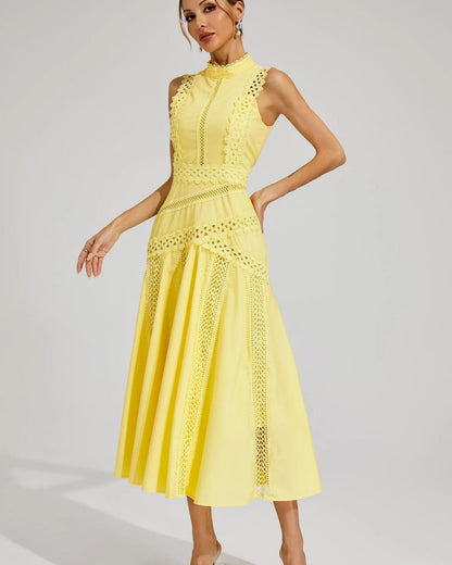 Camille – Sleeveless Lace-Trim Midi Dress