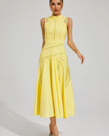 Camille – Sleeveless Lace-Trim Midi Dress