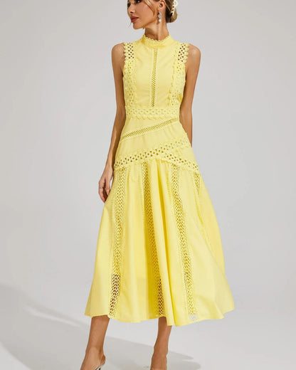 Camille – Sleeveless Lace-Trim Midi Dress