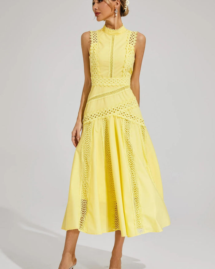 Camille – Sleeveless Lace-Trim Midi Dress