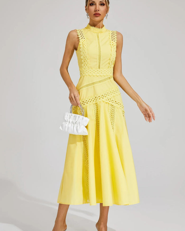 Camille – Sleeveless Lace-Trim Midi Dress