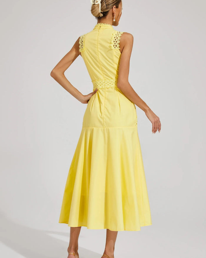 Camille – Sleeveless Lace-Trim Midi Dress