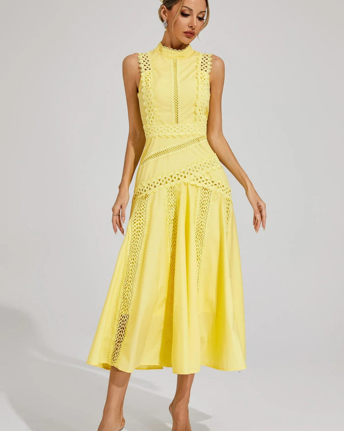 Camille – Sleeveless Lace-Trim Midi Dress