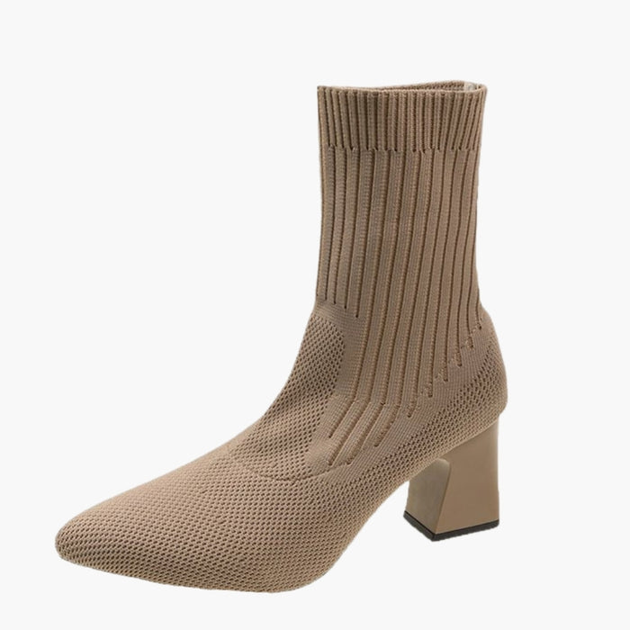 SELENE | Knitted Block Heel Sock Boots