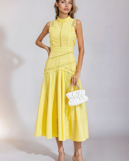 Camille – Sleeveless Lace-Trim Midi Dress