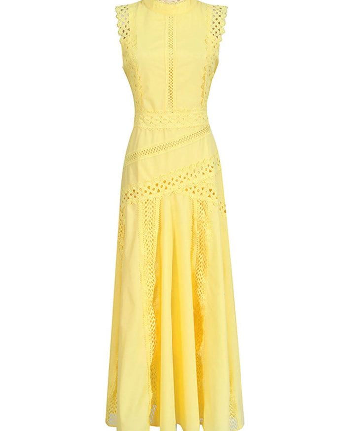 Camille – Sleeveless Lace-Trim Midi Dress