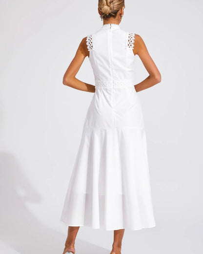 Camille – Sleeveless Lace-Trim Midi Dress