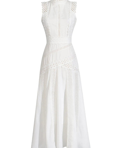 Camille – Sleeveless Lace-Trim Midi Dress