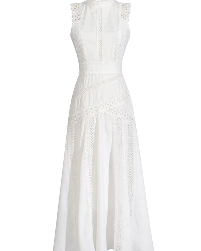 Camille – Sleeveless Lace-Trim Midi Dress