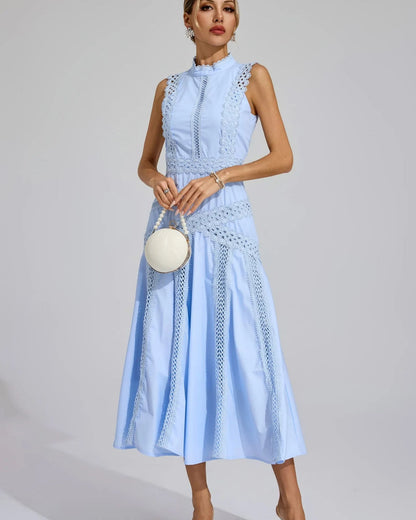 Camille – Sleeveless Lace-Trim Midi Dress