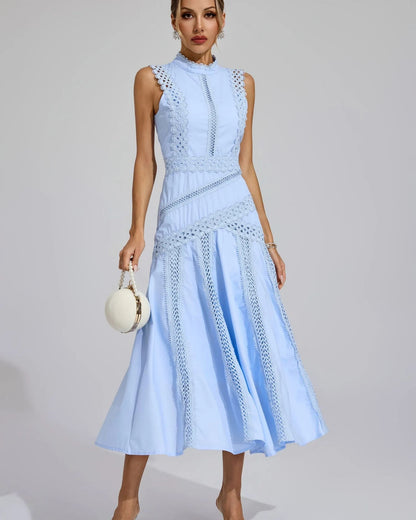 Camille – Sleeveless Lace-Trim Midi Dress