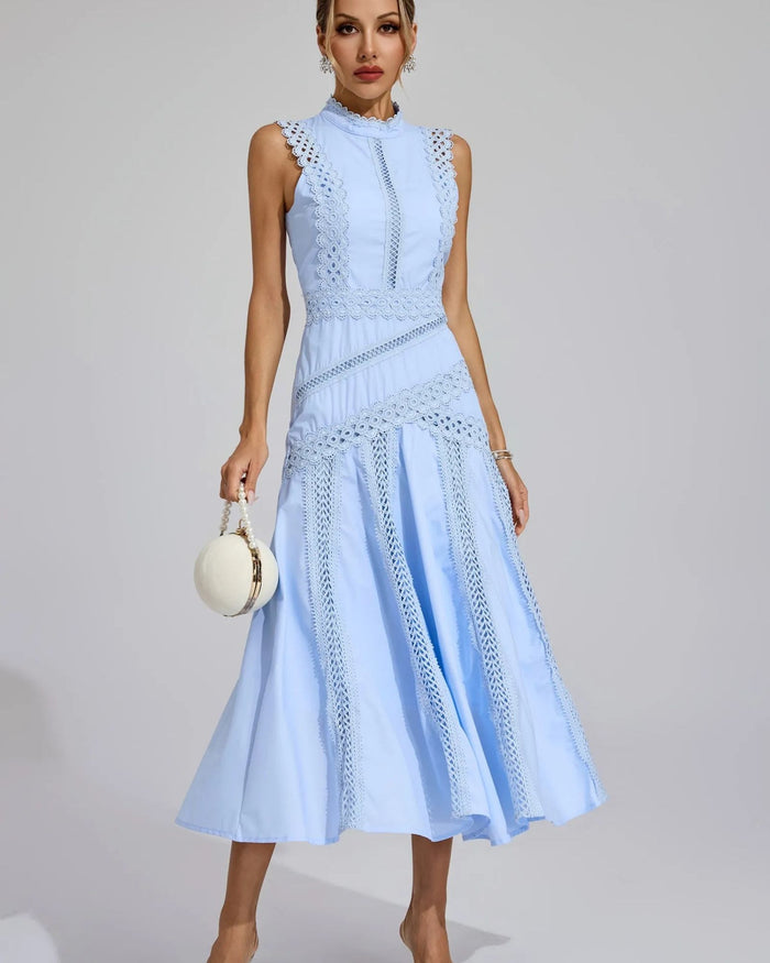 Camille – Sleeveless Lace-Trim Midi Dress