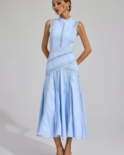 Camille – Sleeveless Lace-Trim Midi Dress