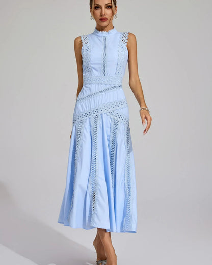 Camille – Sleeveless Lace-Trim Midi Dress