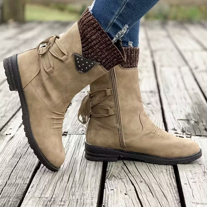 MIRELLA | Cosy Lace-Up Mid-Calf Boots