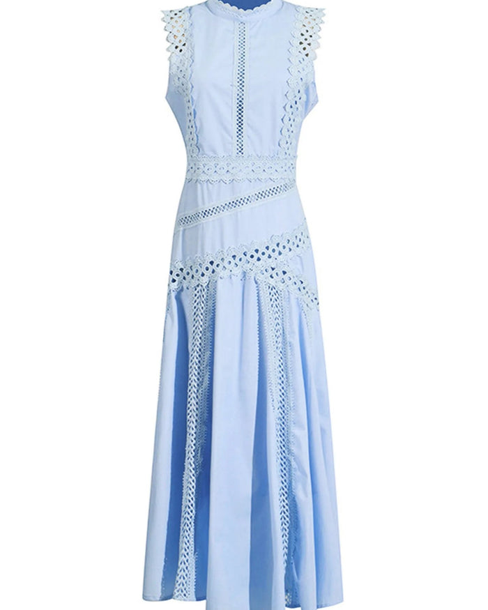 Camille – Sleeveless Lace-Trim Midi Dress