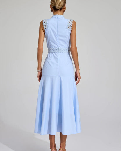 Camille – Sleeveless Lace-Trim Midi Dress