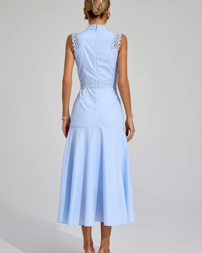 Camille – Sleeveless Lace-Trim Midi Dress