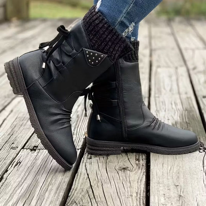 MIRELLA | Cosy Lace-Up Mid-Calf Boots