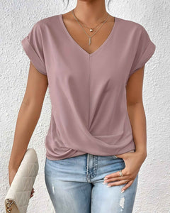 Sofia – Draped Front V-Neck Blouse