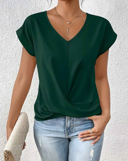 Sofia – Draped Front V-Neck Blouse