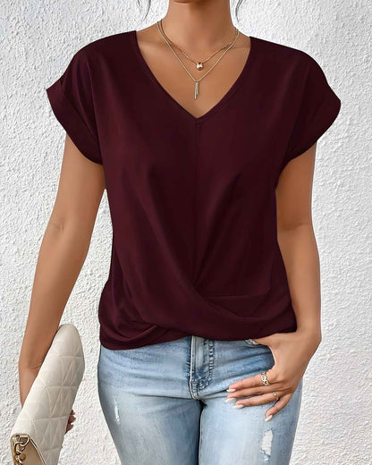 Sofia – Draped Front V-Neck Blouse
