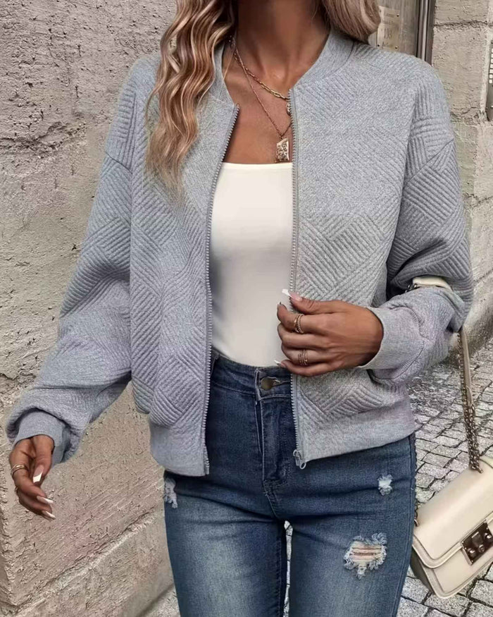 AVA | TEXTURED ZIP KNIT JACKET