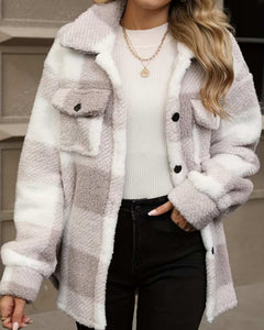 BELLA | COZY CHECKERED FLEECE SHACKET
