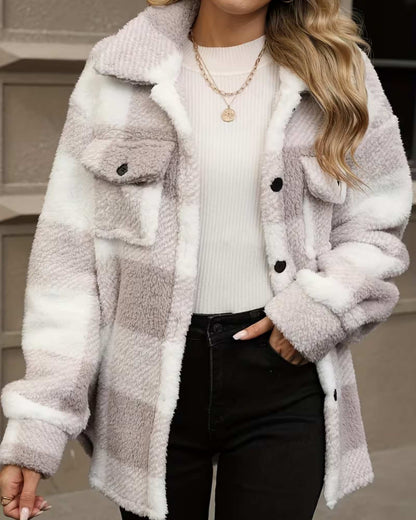 BELLA | COZY CHECKERED FLEECE SHACKET