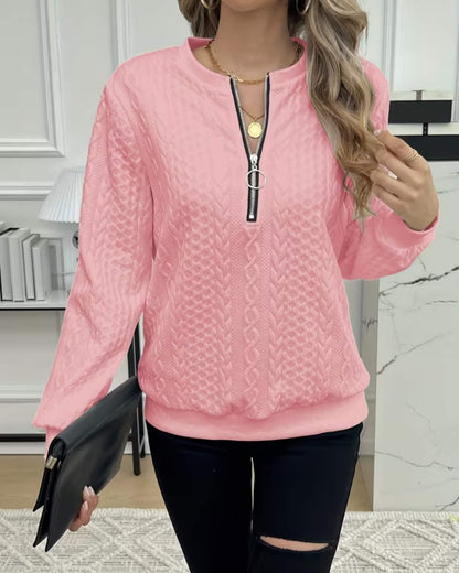 MILA | TEXTURED KNIT ZIP PULLOVER