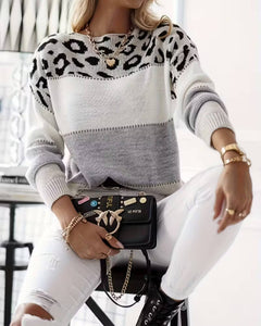 AMELIA | COZY LEOPARD COLORBLOCK KNIT SWEATER