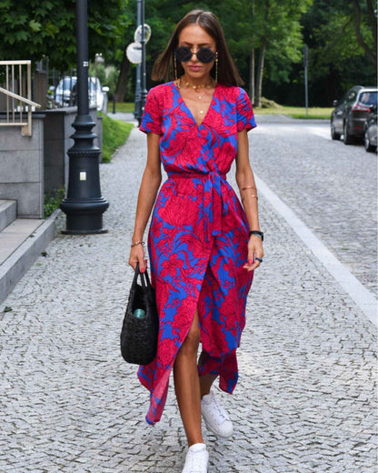 Natalia – Floral Wrap Midi Dress
