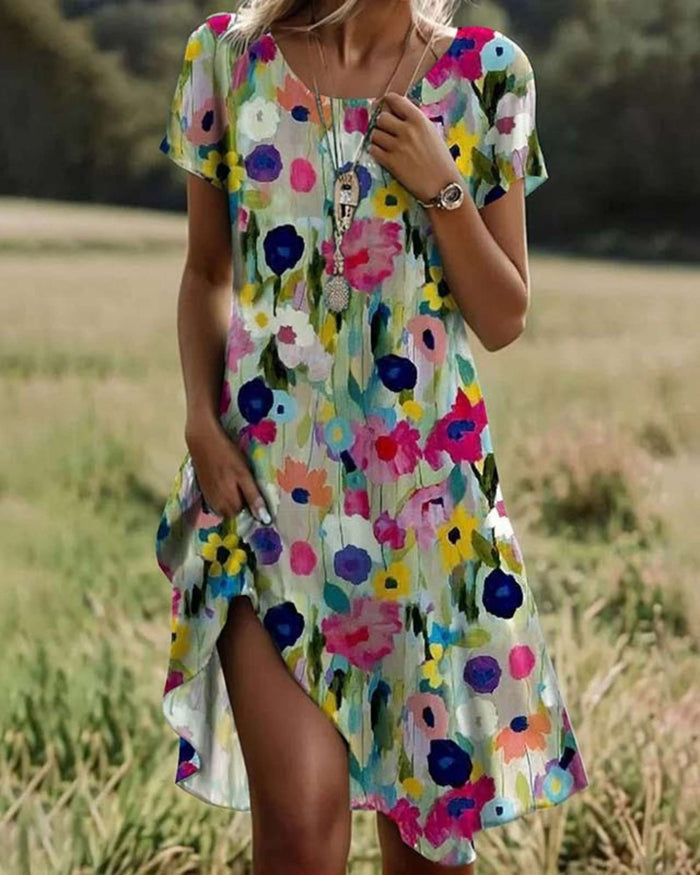 Eliza – Colorful Floral Print Dress