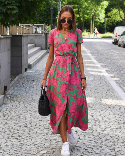 Natalia – Floral Wrap Midi Dress