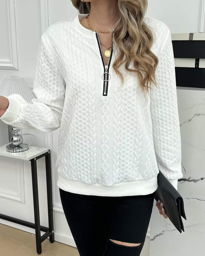 MILA | TEXTURED KNIT ZIP PULLOVER
